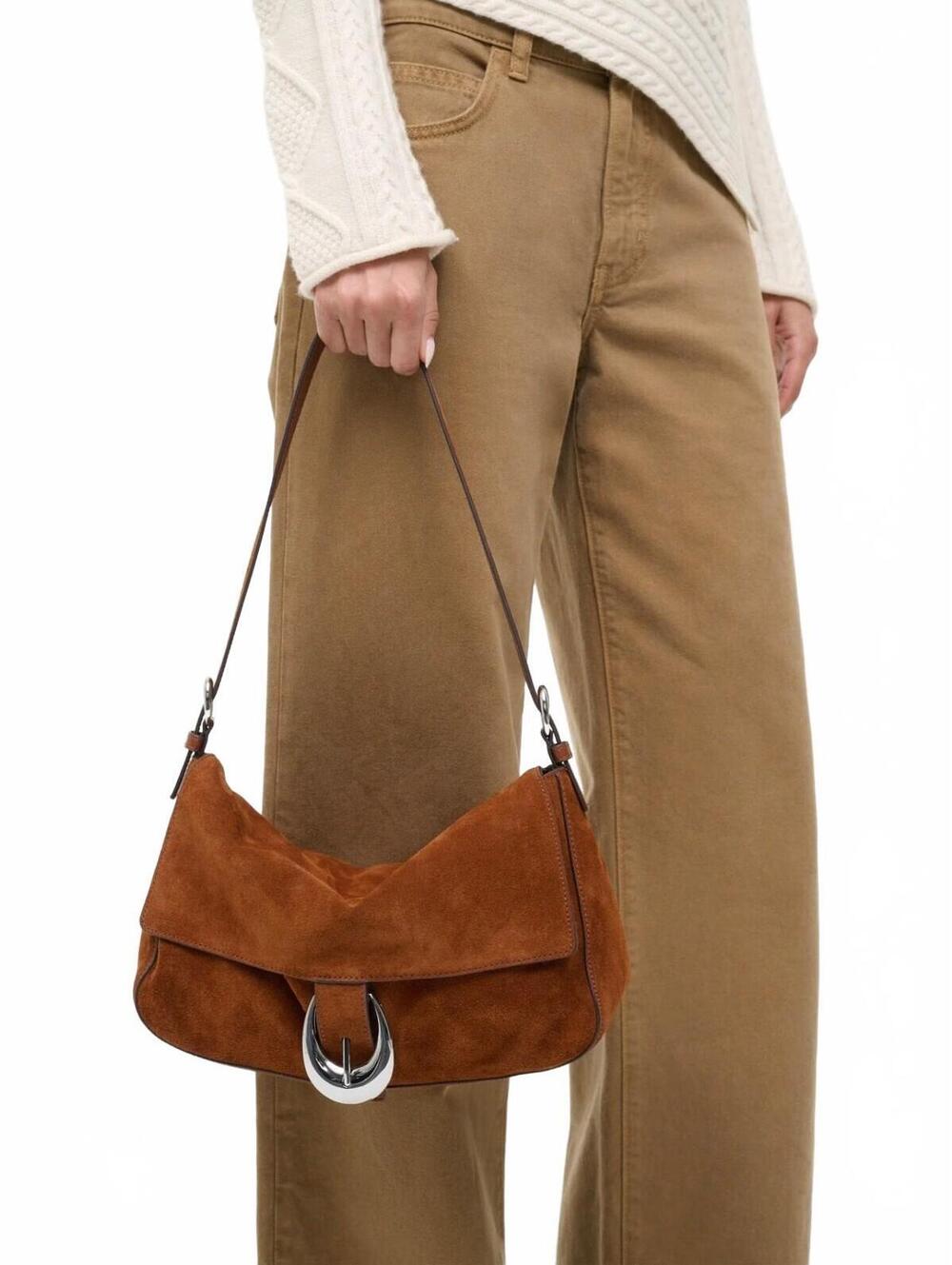 STAUD Harlow Medium Bag Tabac Suede - Picture 2 of 9